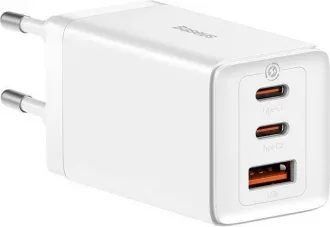 Baseus Gan5 Pro Fast Charger 2C+U 65W Eu  White (Include: Baseus Xiaobai Series Fast Charging Cable Type-C  To Type-C 100W(20V/5A) 1M White）