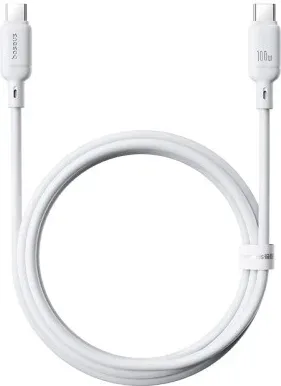 Os-Baseus Silky Series Fast Charging Cable Type-C To Type-C 100W 1M Moon White