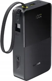 Os-Baseus Enerfill Fc51 Bipow2 Pro Digital Display Power Bank With Built-In Cable 20000Mah 22.5W Cosmic Black