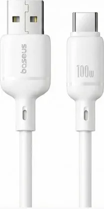 Os-Baseus Silky Fast Charging Data Cable USB-A To USB-C 3A 2M Moon White