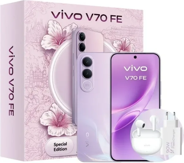 Smartphone Vivo V70 FE 8GB/ 256GB/ 6.83"/ 5G/ Púrpura/ Incluye Cargador + Auriculares