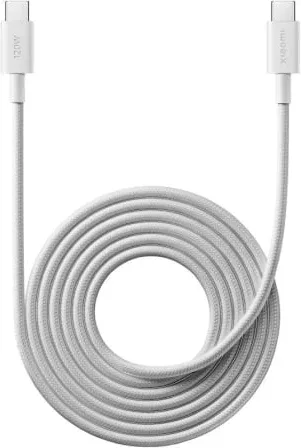 Cable USB 2.0 Tipo-C 6A Xiaomi Braided/ USB Tipo-C Macho - USB Tipo-C Macho/ Hasta 120W/ 480Mbps/ 2m/ Blanco