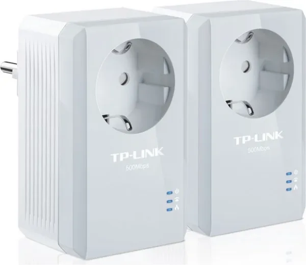 Pack x2 adaptadores de red linea electrica 500mbps powerline con enchufe tp - link