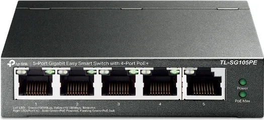 Switch 5 puertos tp - link tl - sg105pe easy smart 10 - 100 - 1000 4 puertos PoE