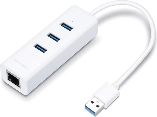 Adaptador USB a ethernet gigabit + hub de 3 puertos USB 3.0 tp link