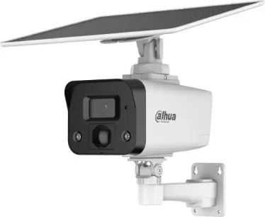 (Ipc-Hfw2441Dg-4G-Sp-B) Dahua Camara IP Bullet con Panel Solar Integrado, Camara 4Mp Smart Dual Light, Ip67, Smd, 4G, Ir30M, Soporta microSD 512GB, Fija 3.6Mm