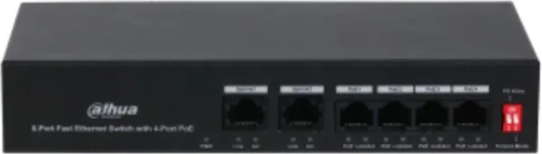 Switch dahua dh - pfs3006 - 4et - 36 4 puertos fast ethernet 2 puertos enlace subida