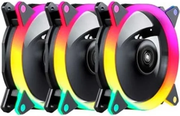 Kit ventiladores CPU gaming unykach ring LED ARGB 3 x 120mm -  incluye controladora