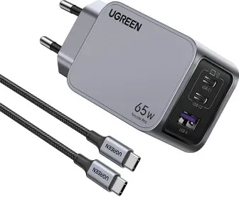 Ugreen 25871 cargador de dispositivo móvil Universal Gris Corriente alterna Carga rápida Interior