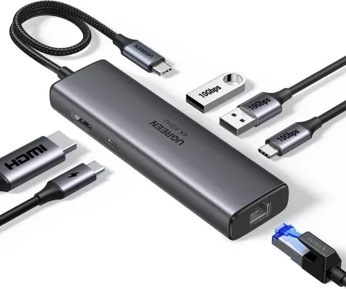 Ugreen REVODOK 6-IN-1 4K@60HZ HDMI ETH DOCK Acoplamiento Base Gris