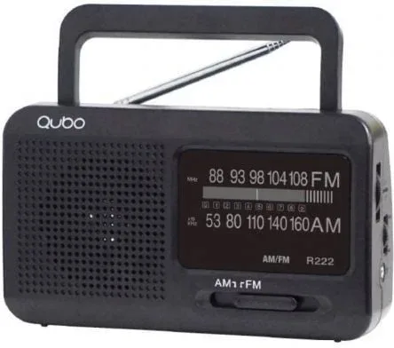 Radio Portátil Qubo R-222/ con Cable/ a Pilas/ Negra
