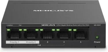 Mercusys MS105GP switch Gigabit Ethernet (10/100/1000) Energía sobre Ethernet (PoE) Negro