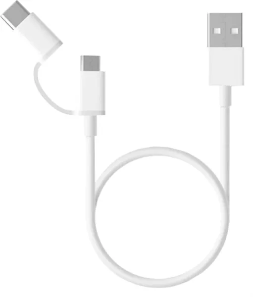 Cable Xiaomi Mi 2-In-1 Micro USB-C  Blanco 30Cm