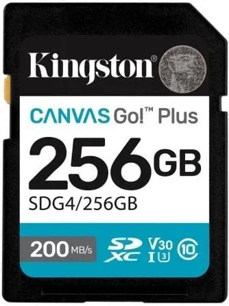 Tarjeta de Memoria Kingston CANVAS Go! Plus 256GB SD XC/ Clase 10/ 200MBs