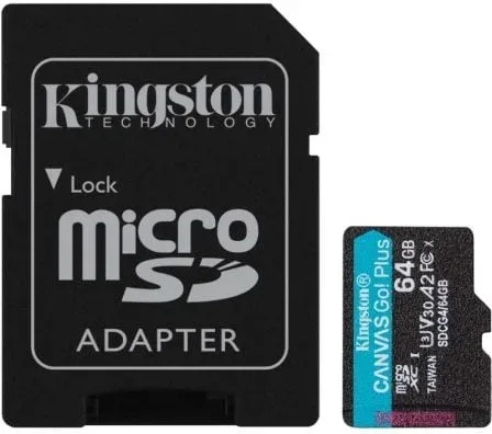Tarjeta de Memoria Kingston CANVAS Go! Plus 64GB microSD XC con Adaptador/ Clase 10/ 200MBs