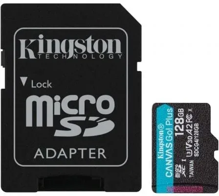 Tarjeta de Memoria Kingston CANVAS Go! Plus 128GB microSD XC con Adaptador/ Clase 10/ 200MBs