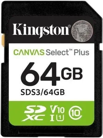 Tarjeta de Memoria Kingston CANVAS Select Plus 64GB SD XC/ Clase 10/ 100MBs