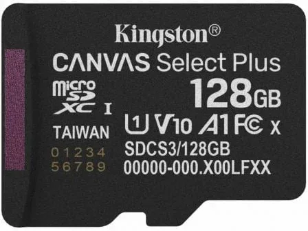Tarjeta de Memoria Kingston CANVAS Select Plus 128GB microSD XC/ Clase 10/ 150MBs