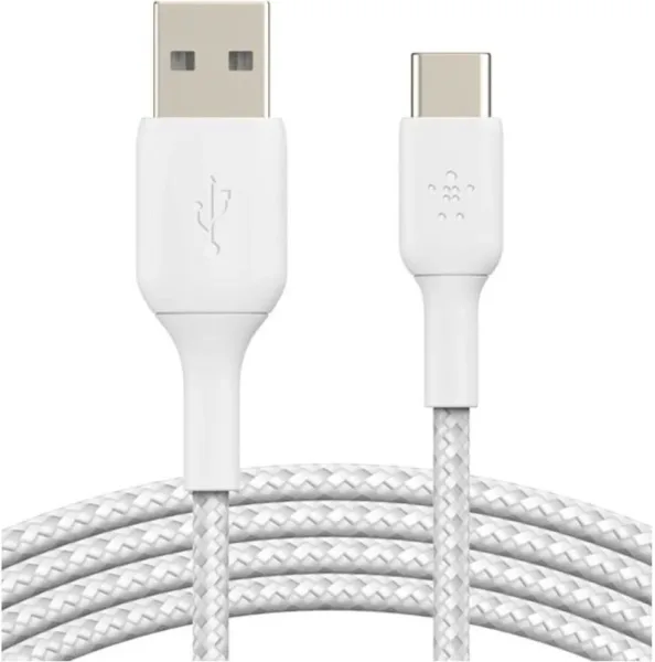 Cable USB tipo c a USB tipo a belkin 3m -  macho - macho -  blanco -  trenzado