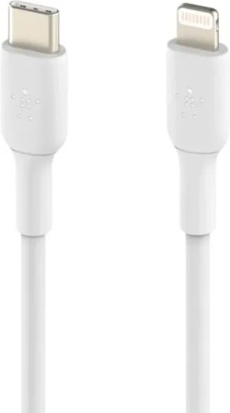 Cable lightning a USB tipo c belkin 2m -  macho - macho -  blanco -  trenzado