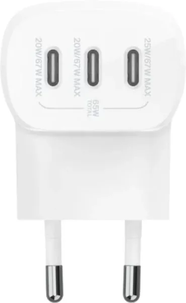 Cargador belkin wcc002vfwh 67w 3x USB tipo c blanco