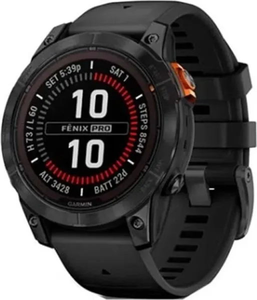 Garmin fénix 7x pro solar GPS NFC 51mm mip gris correa negra resistencia agua 10atm spo2