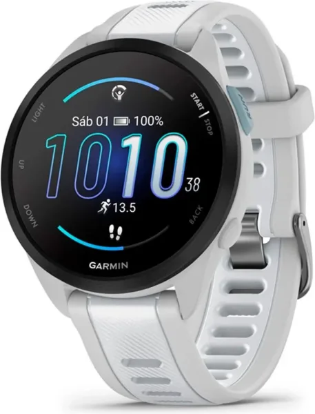 Garmin forerunner 165 music reloj inteligente para correr con GPS pantalla táctil amoled métricas optimizadas planes de entrenamiento pay autónomía de 11 días blanco