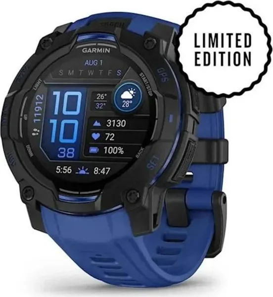 Garmin instinct 3 GPS 45mm amoled negro azul pulsómetro spo2 resistencia al agua 10atm