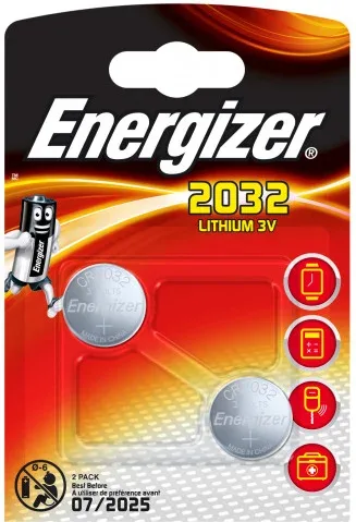 Blister 2 Pilas de Boton Modelo Cr 2032 Energizer E301021401