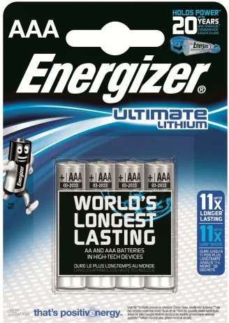 Blister 4 Pilas Ultim Lithium Tipo L92 (Aaa) Energizer 639171