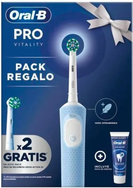 Cepillo dental electrico braun oral - b vitality pro blanco + 2 cabezales y dentifrico