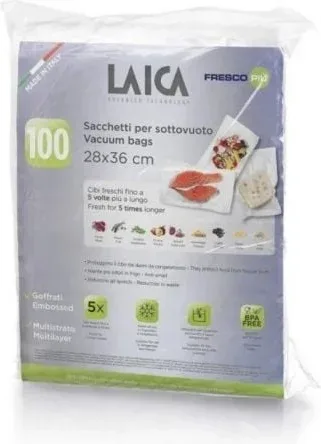 Bolsa para envasar al vacío Laica VT3512/ 28 X 36cm/ 100 bolsas