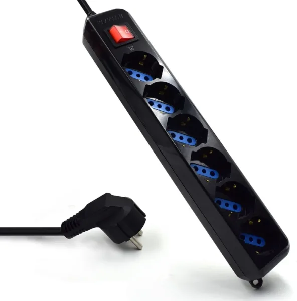 Regleta ewent 6 tomas shucko interruptor y enchufe negro