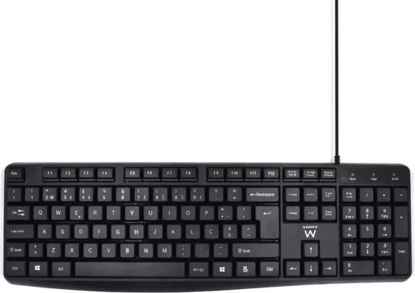 Teclado Ewent Querty Portugues Escritura Silenciosa USB Negro