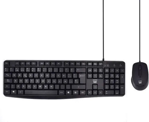 Combo Teclado Raton Ewent Español Escritura Silenciosa USB Negro