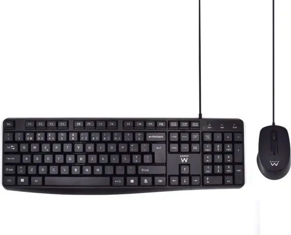 Combo Teclado Raton Ewent Portugues Escritura Silenciosausb Negro