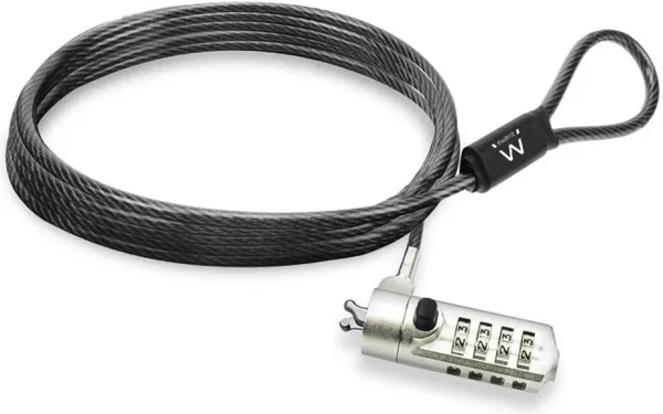 Cable de seguridad con candado ewent ew1243 para portatil con combinacion de numeros