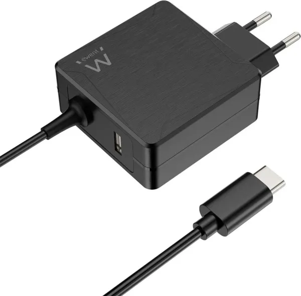 Ewent EW3978 cargador de dispositivo móvil Portátil Negro Corriente alterna Carga rápida Interior