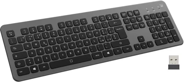 Ewent Teclado Slim Multiconexion Bt y WiFi, Retroiluminado