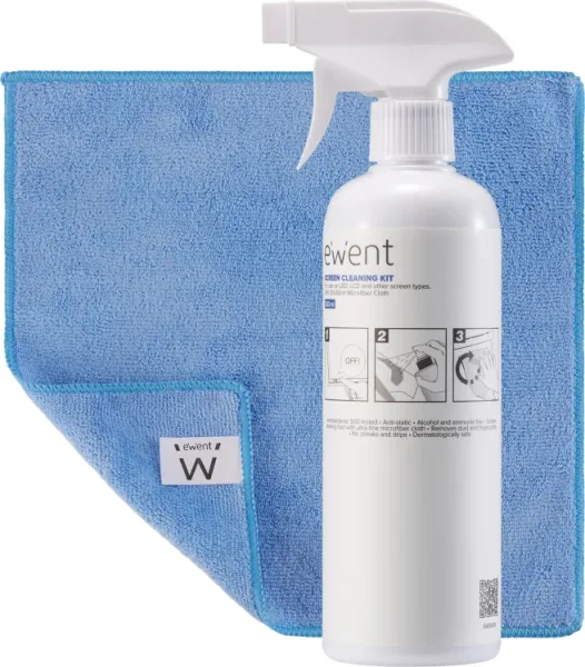 Ewent Kit de Limpieza de Pantallas 500Ml con Paño Microfibra 30X30Cm