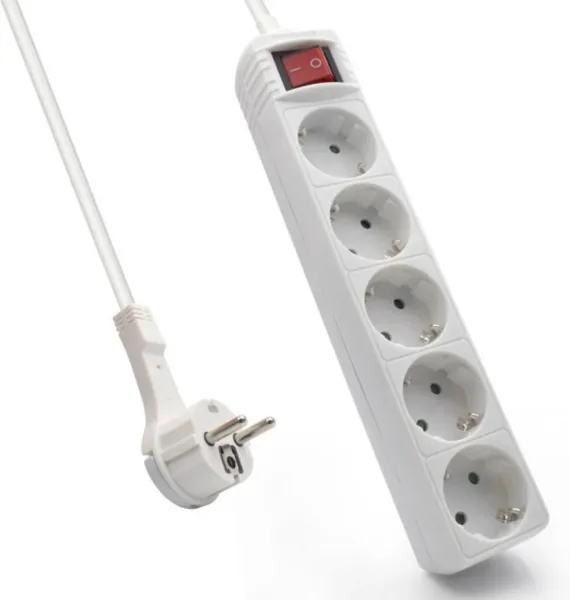 Ewent EW3955 base múltiple 1,5 m 5 salidas AC Interior Blanco