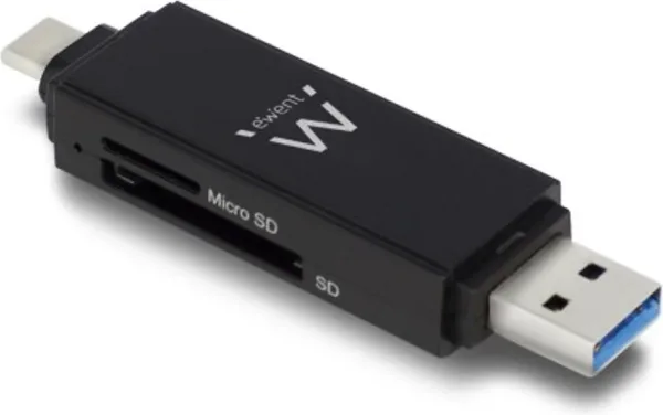 Ewent EW1075 lector de tarjeta USB 3.2 Gen 1 (3.1 Gen 1) Type-A/Type-C Negro