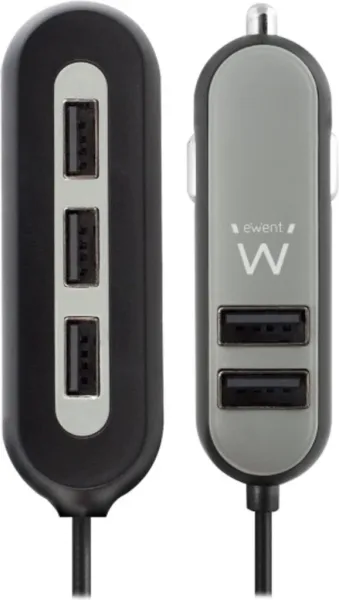 Cargador USB ewent para coche -  5 puertos -  54w