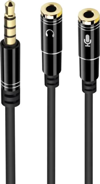 Cable adaptador de audio ewent jack 3.5mm macho a jack 3.5mm hembra x2 negro 0.30m
