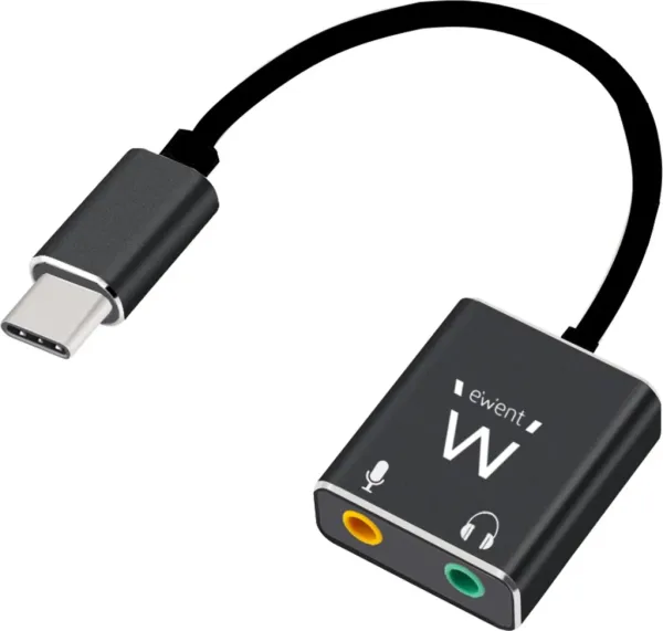 CABLE ADAPTADOR AUDIO EWENT USB C A 2 JACK 3,5 mm AURICULAR Y MICRO