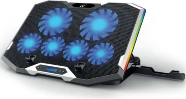 Soporte - base refrigeracion para ordenador portatil ewent ew1260 -  6 ventiladores -  hub 2 puertos -  RGB -  hasta 17 pulgadas