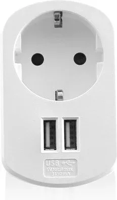 Cargador USB ewent 2 puertos -  155w -  enchufe shuko blanco