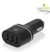 Cargador USB ewent para coche -  3 puertos -  24w -  smart ic -  negro