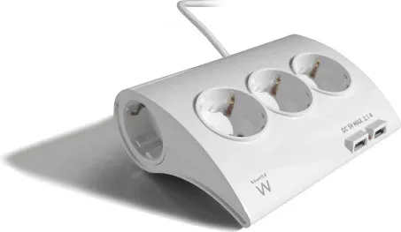 Regleta de escritorio ewent 5 tomas de corriente -  2 puertos USB -  blanco