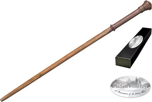 Replica the noble collection harry potter varita de  madam pomfrey con caja y placa de identificacion